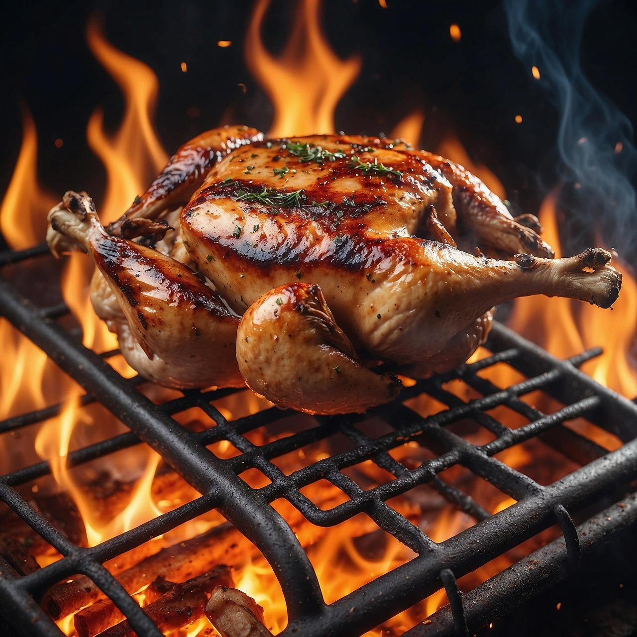 ai generated, grilled chicken, full chicken, bbq, stewing, fire, cooking, barbecue, meal, meat, dinner, grill, tasty, poultry, leg, iron, smoke, grilled chicken, grilled chicken, grilled chicken, grilled chicken, grilled chicken