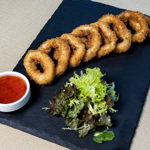 fried food on black textile